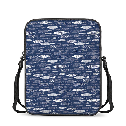 Ornamental Fish Pattern Print Rectangular Crossbody Bag