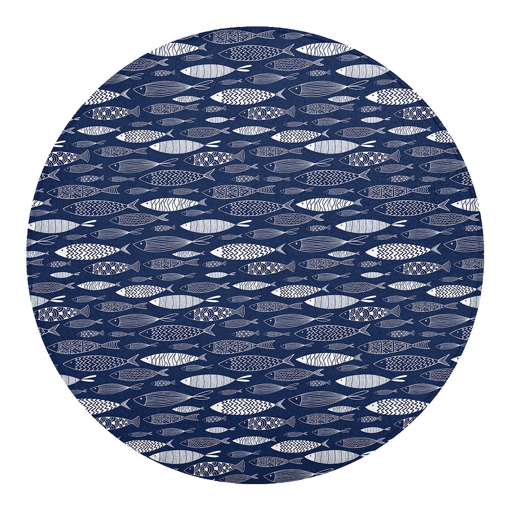 Ornamental Fish Pattern Print Round Blanket