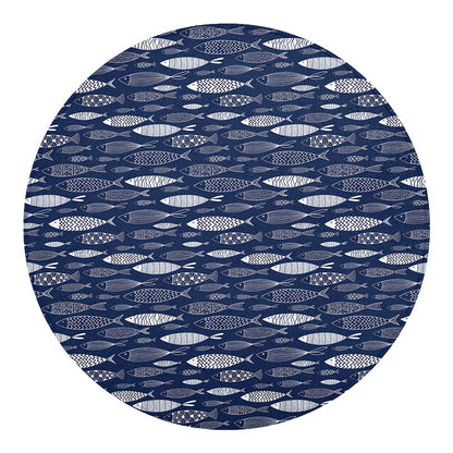 Ornamental Fish Pattern Print Round Blanket