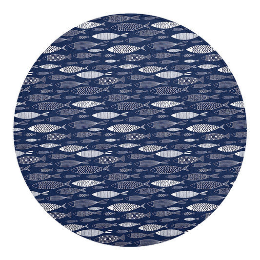 Ornamental Fish Pattern Print Round Blanket