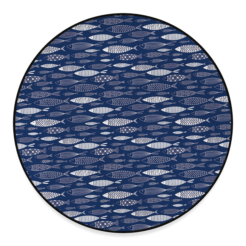 Ornamental Fish Pattern Print Round Floor Mat