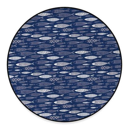 Ornamental Fish Pattern Print Round Floor Mat