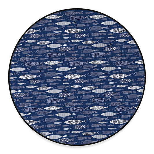 Ornamental Fish Pattern Print Round Floor Mat