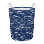 Ornamental Fish Pattern Print Round Laundry Basket