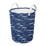 Ornamental Fish Pattern Print Round Laundry Basket