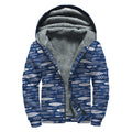 Ornamental Fish Pattern Print Sherpa Lined Zip Up Hoodie