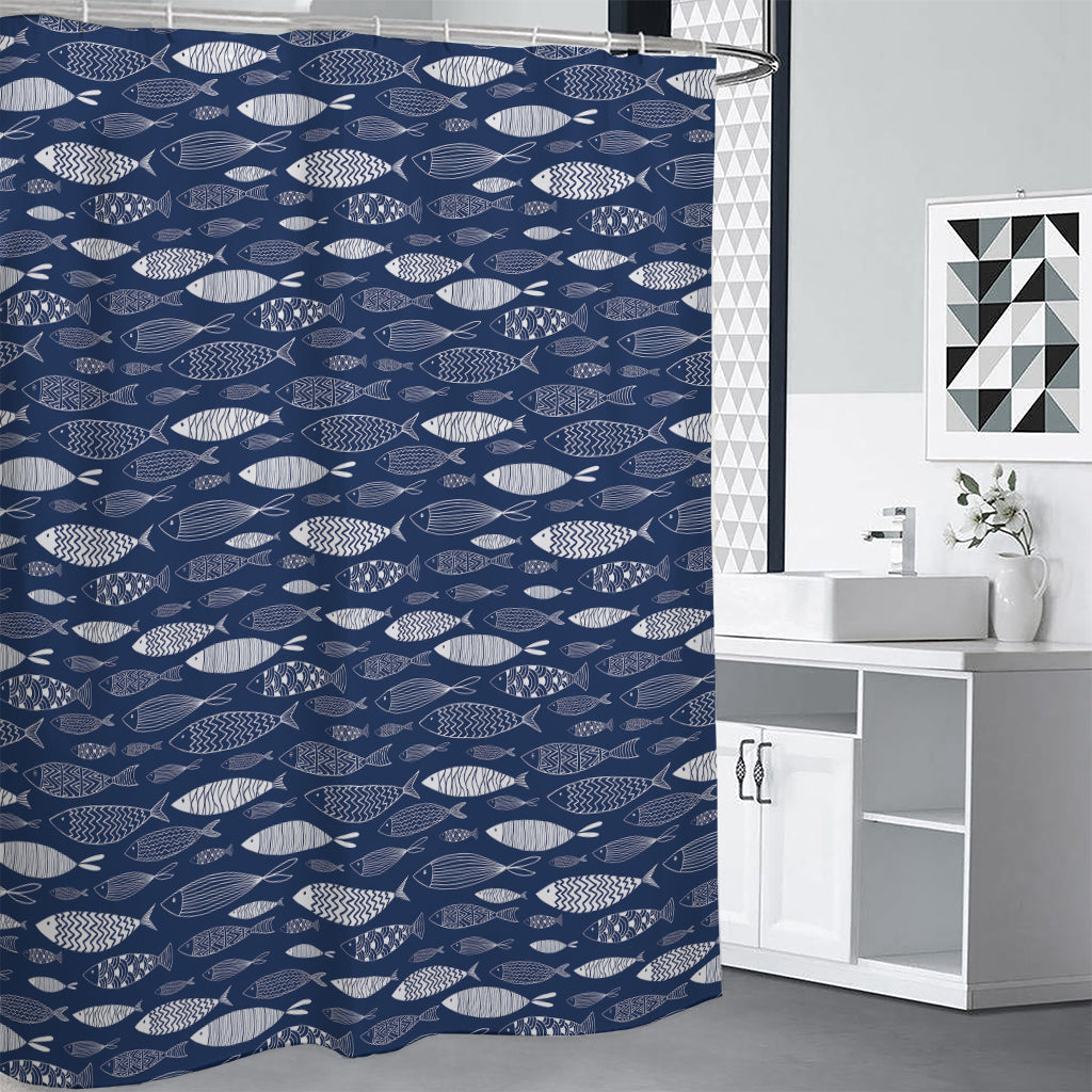 Ornamental Fish Pattern Print Shower Curtain