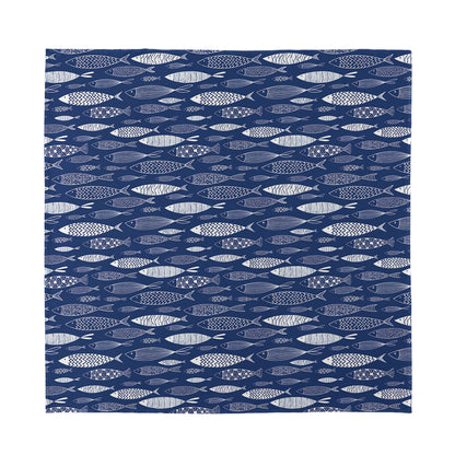 Ornamental Fish Pattern Print Silk Bandana