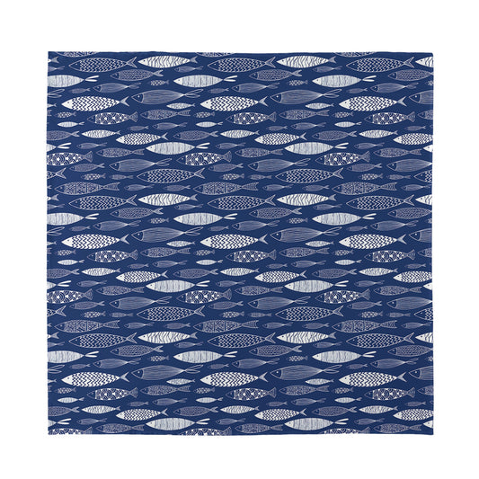 Ornamental Fish Pattern Print Silk Bandana