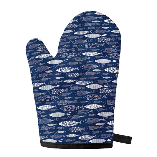 Ornamental Fish Pattern Print Single Oven Mitt