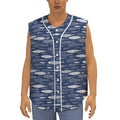 Ornamental Fish Pattern Print Sleeveless Baseball Jersey