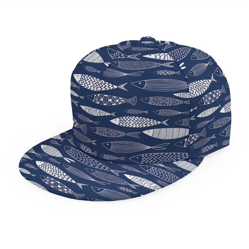 Ornamental Fish Pattern Print Snapback Cap