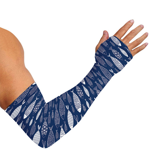 Ornamental Fish Pattern Print Sun Protection Arm Sleeves
