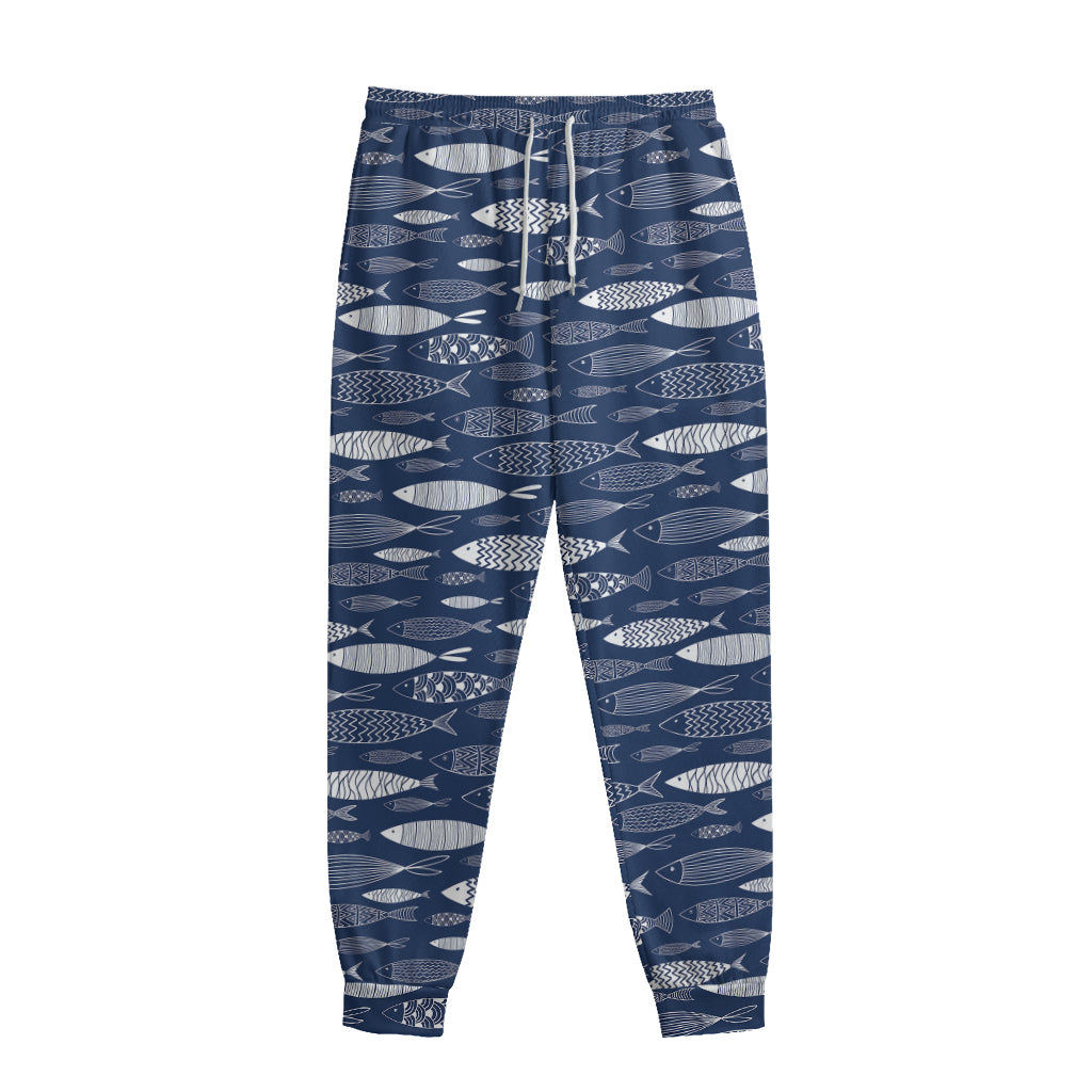 Ornamental Fish Pattern Print Sweatpants