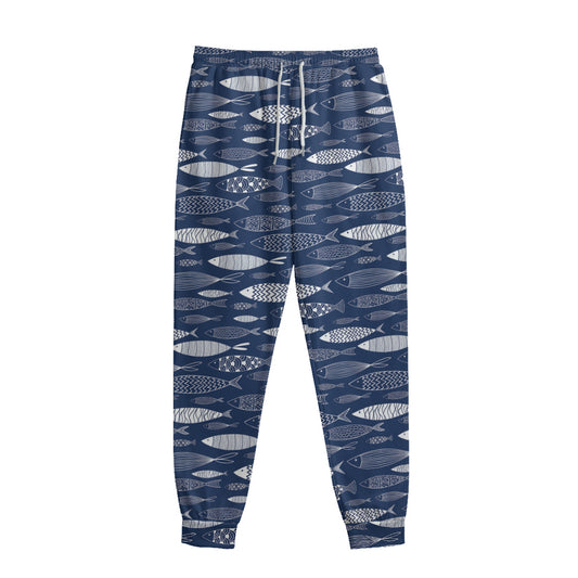 Ornamental Fish Pattern Print Sweatpants
