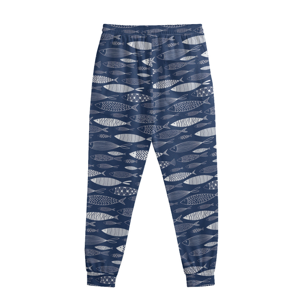 Ornamental Fish Pattern Print Sweatpants