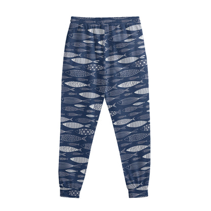 Ornamental Fish Pattern Print Sweatpants