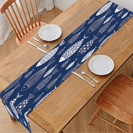 Ornamental Fish Pattern Print Table Runner