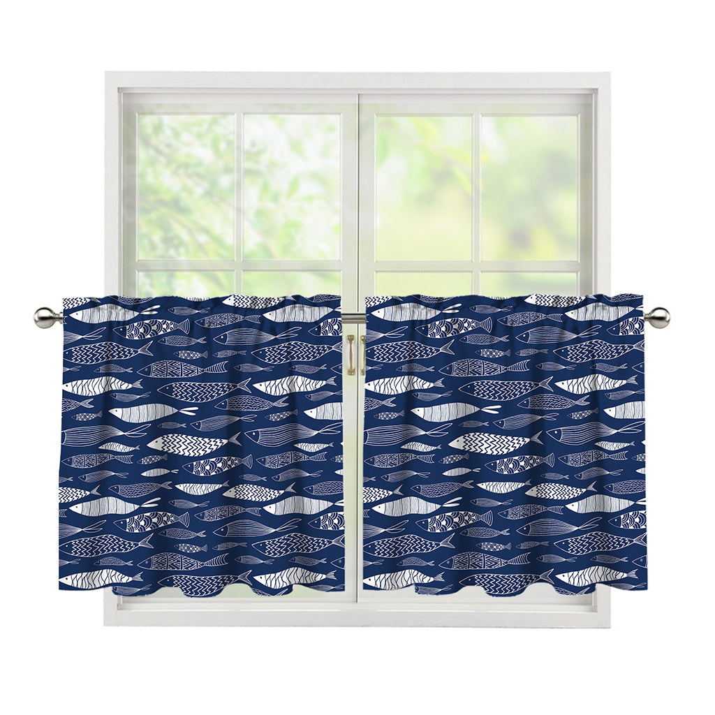 Ornamental Fish Pattern Print Tier Curtains