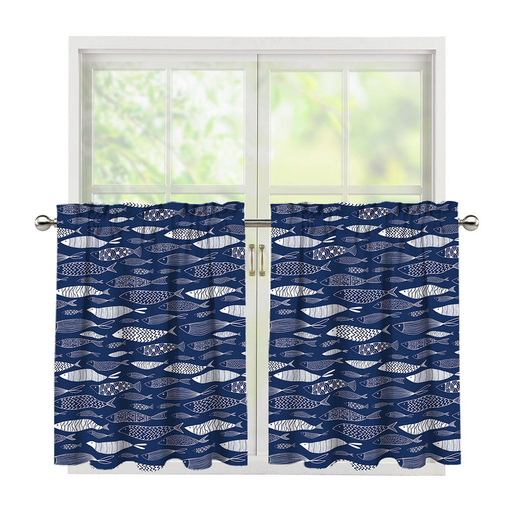 Ornamental Fish Pattern Print Tier Curtains