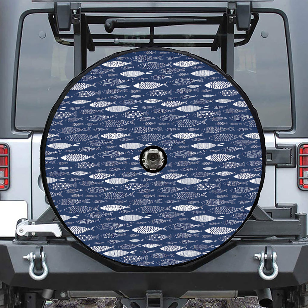 Ornamental Fish Pattern Print Tire Cover With Camera Hole