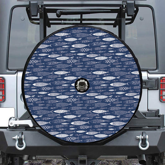 Ornamental Fish Pattern Print Tire Cover With Camera Hole