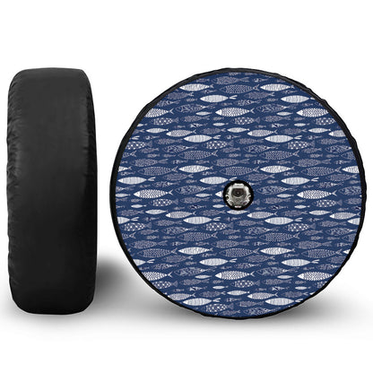 Ornamental Fish Pattern Print Tire Cover With Camera Hole