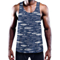 Ornamental Fish Pattern Print Men's Workout Tank Top