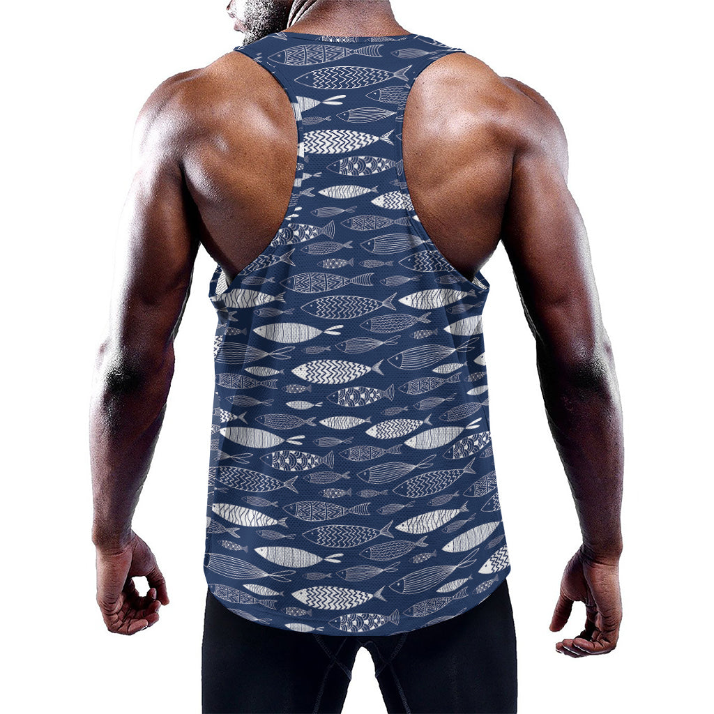 Ornamental Fish Pattern Print Training Tank Top