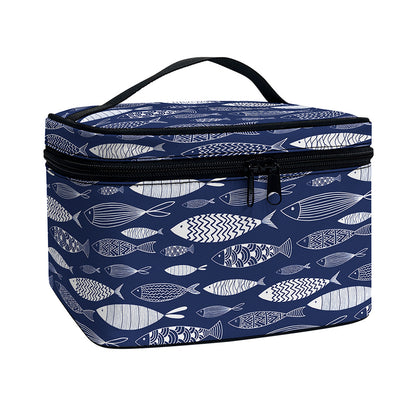 Ornamental Fish Pattern Print Travel Makeup Bag