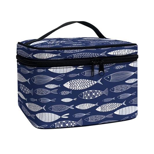 Ornamental Fish Pattern Print Travel Makeup Bag