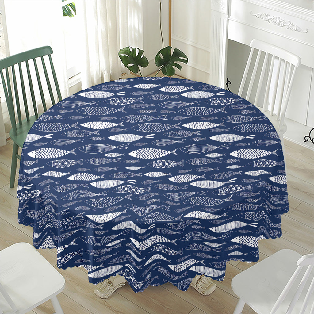Ornamental Fish Pattern Print Waterproof Round Tablecloth