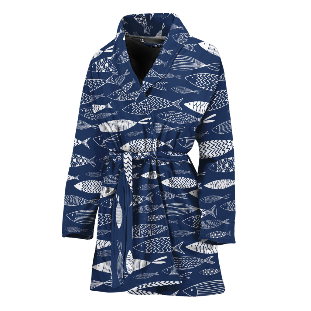 Ornamental Fish Pattern Print Women's Bathrobe