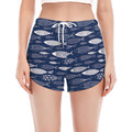 Ornamental Fish Pattern Print Women's Split Running Shorts