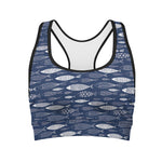 Ornamental Fish Pattern Print Women's Sports Bra