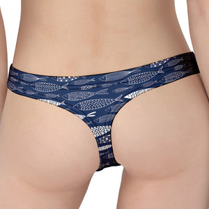 Ornamental Fish Pattern Print Women's Thong