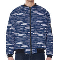 Ornamental Fish Pattern Print Zip Sleeve Bomber Jacket