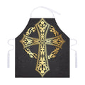 Ornamental Golden Cross Print Adjustable Apron