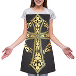 Ornamental Golden Cross Print Adjustable Apron