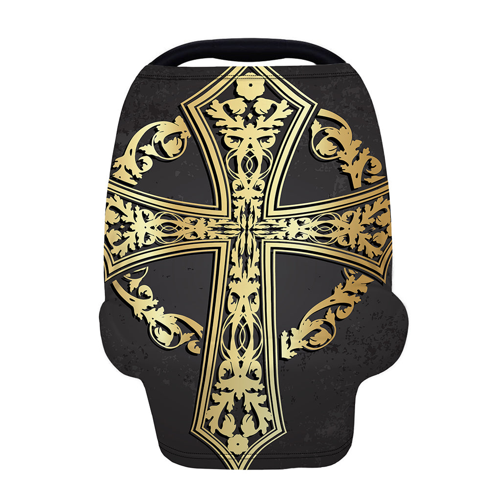 Ornamental Golden Cross Print Baby Seat Cover