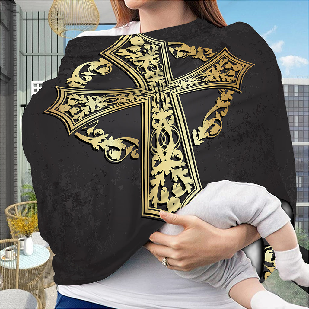 Ornamental Golden Cross Print Baby Seat Cover