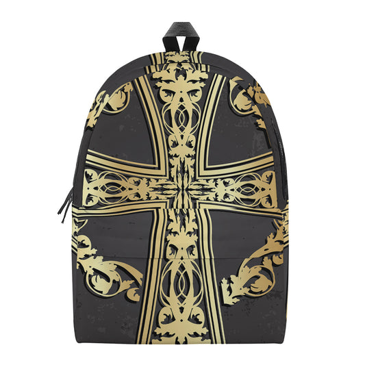Ornamental Golden Cross Print Backpack