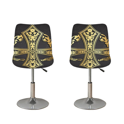 Ornamental Golden Cross Print Bar Stool Covers