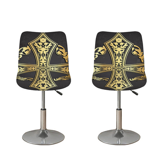 Ornamental Golden Cross Print Bar Stool Covers
