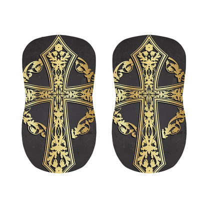 Ornamental Golden Cross Print Bar Stool Covers
