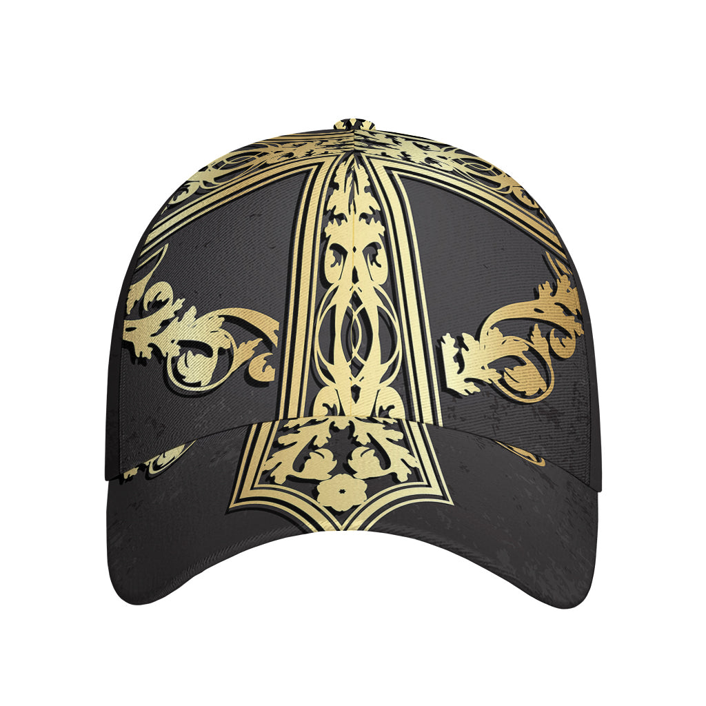 Ornamental Golden Cross Print Baseball Cap