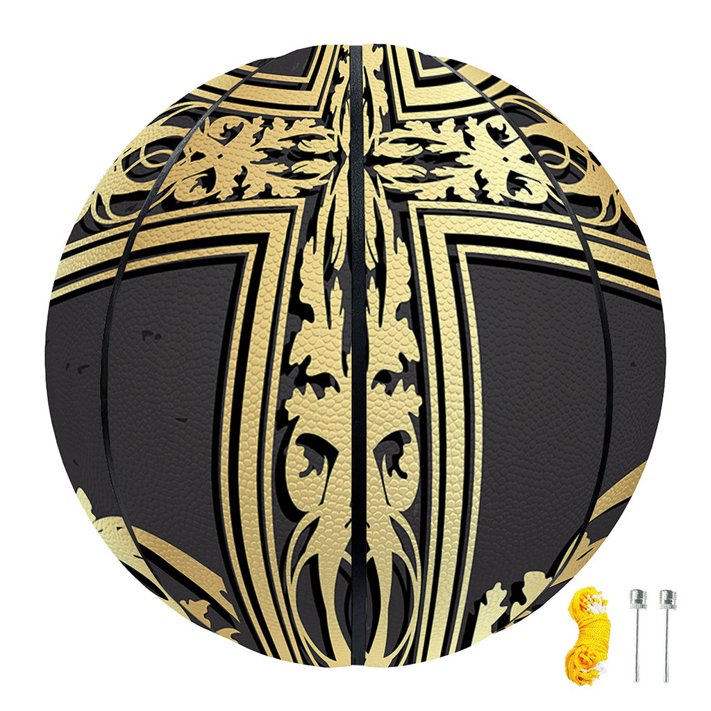 Ornamental Golden Cross Print Basketball