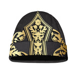 Ornamental Golden Cross Print Beanie