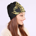Ornamental Golden Cross Print Beanie