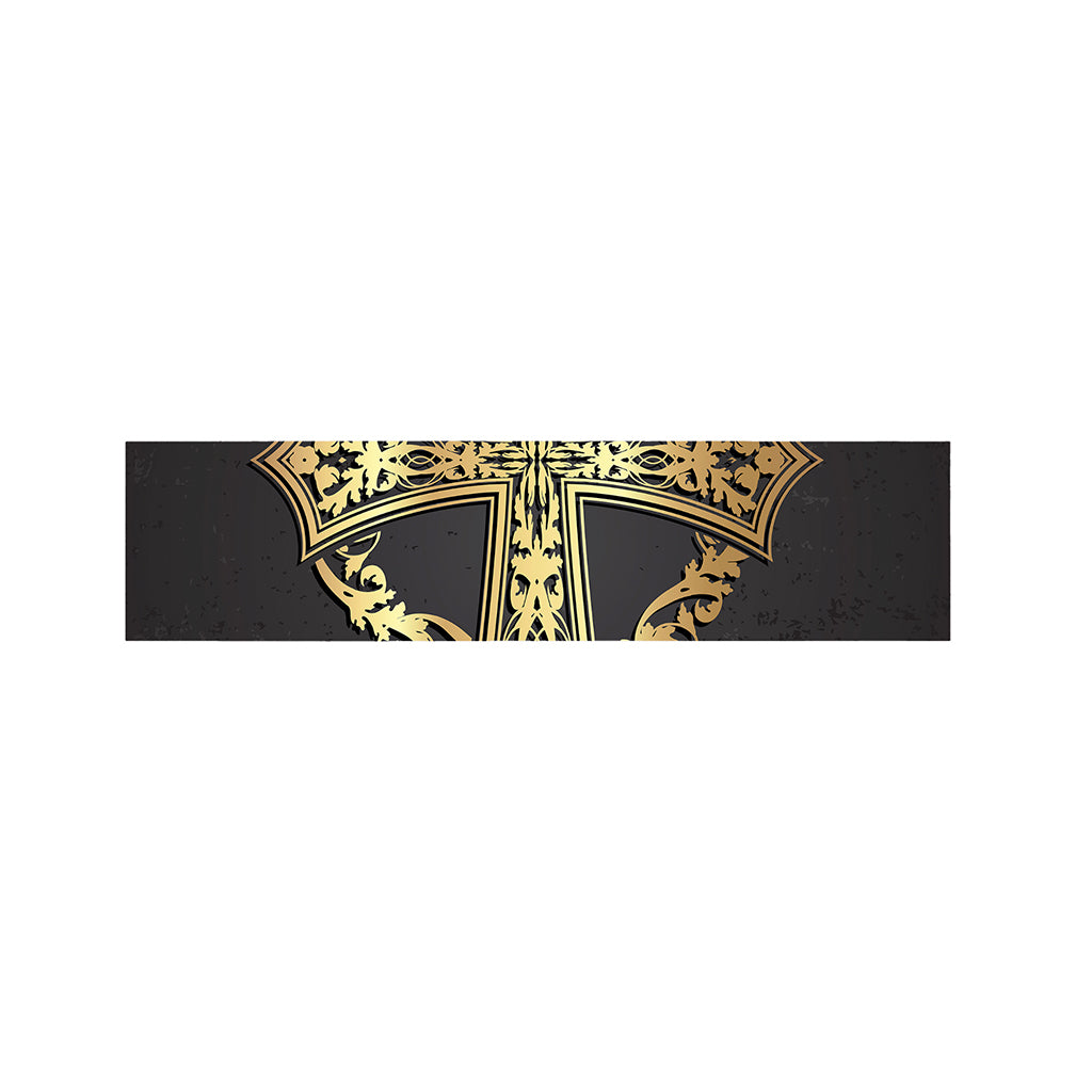 Ornamental Golden Cross Print Bed Runner